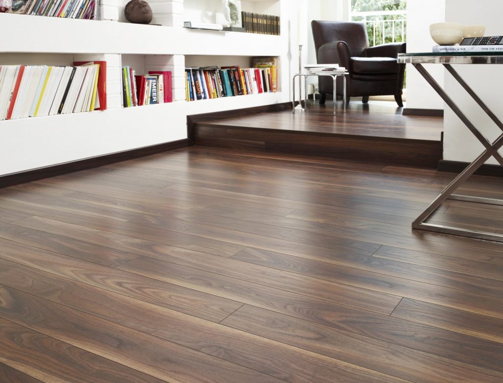 Engineered wood flooring in a home office