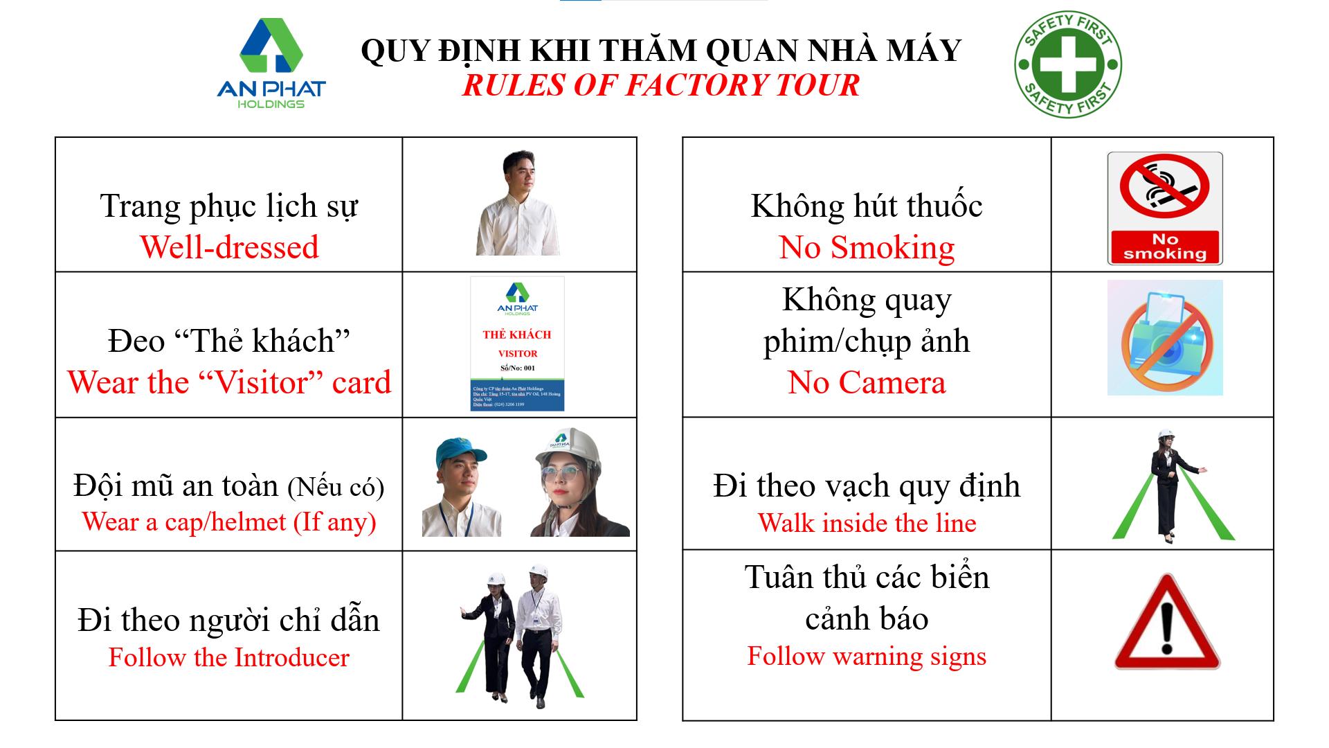 Quy định khi thăm quan nhà máy